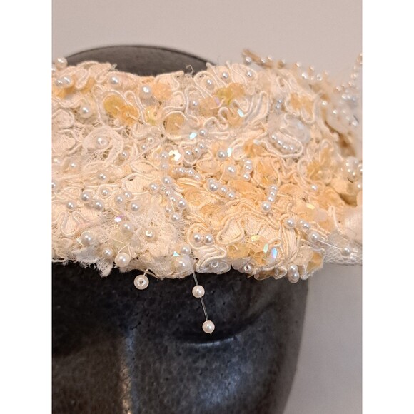 Vintage Structured Bridal Tiara Headdress  3D Organza /Faux Pearl Accents main image 8
